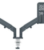 Bras double pour écran et ordinateur portable Ergo à faible encombrement
