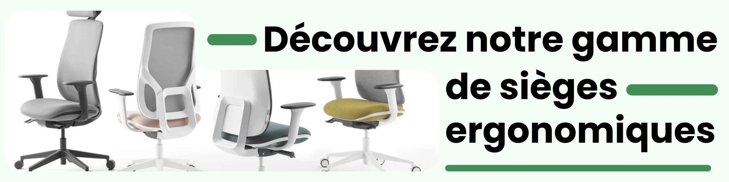 bannière publicitaire avec la gamme de siège ergonomiques de ErgoWorkers